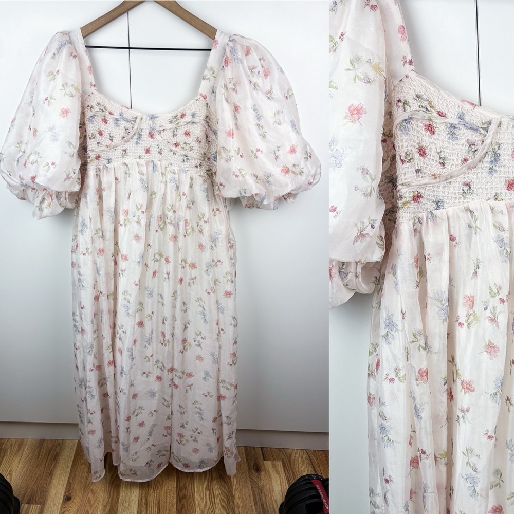 Worth Collective Harlow Maxi Dress Tiny Pink Floral Bump Friendly NEW 1XL - Picture 2 of 9